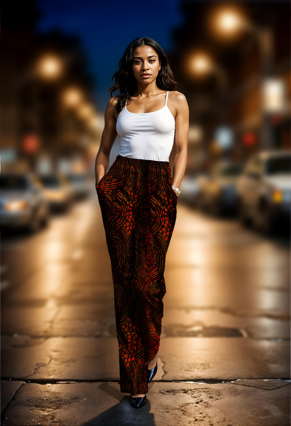 Belted Power Suit  ( Coral orange and black)