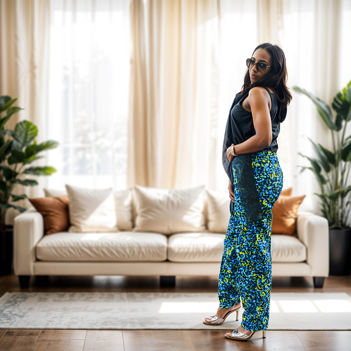 Belted Ankara Power Suit - Yellow & Black Print (PANTSUIT)