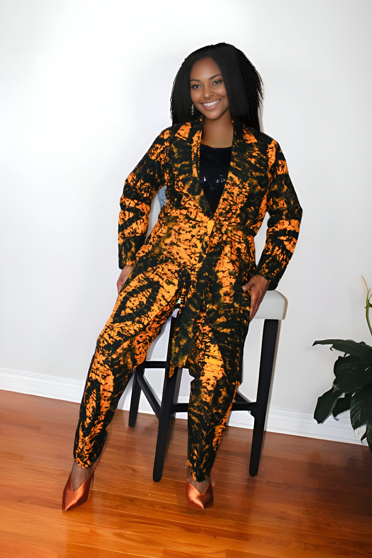 Belted Power Pantsuit (Orange)