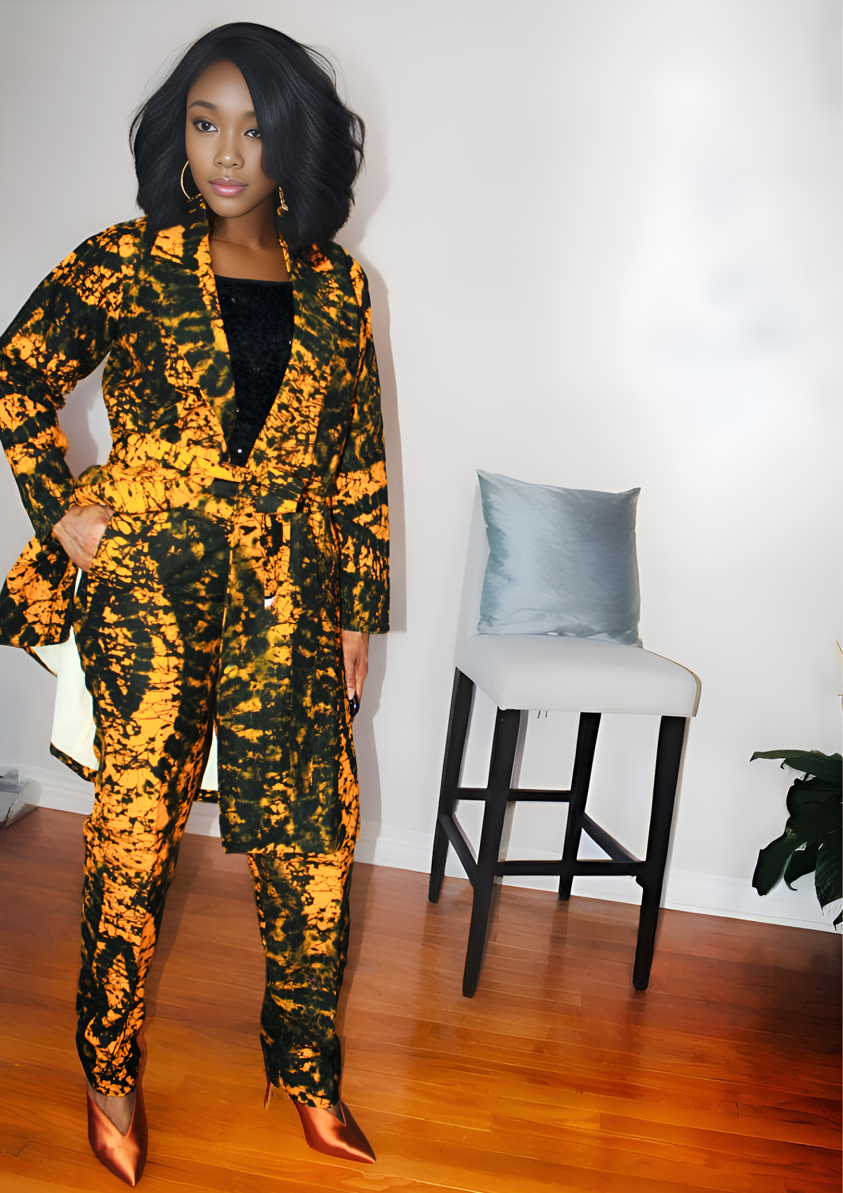 Belted Power Pantsuit (Orange)