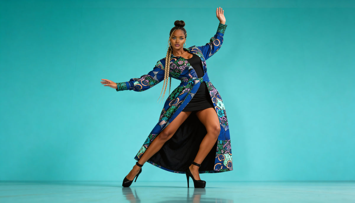 Fabulosity Kimono Dress With Long Sash ( Blue)