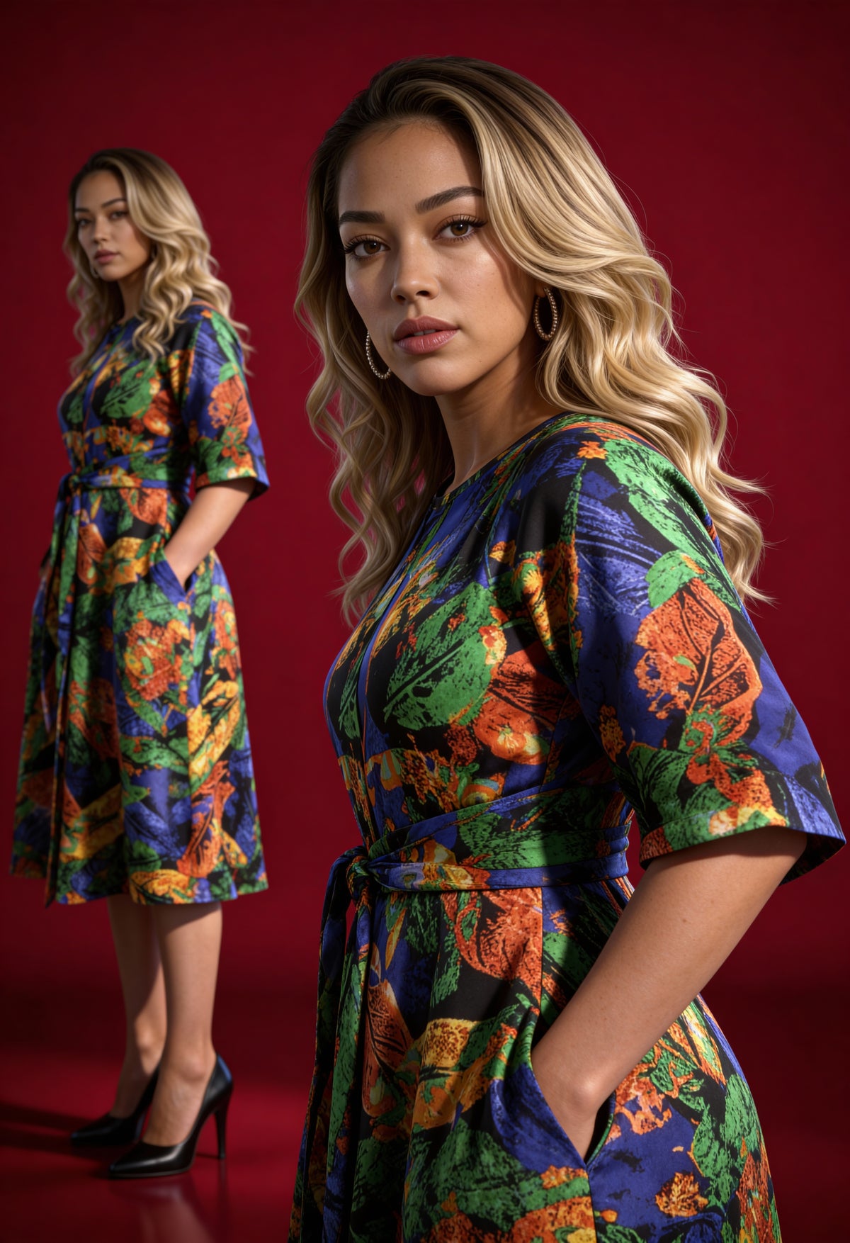 Multicolor A-line dress