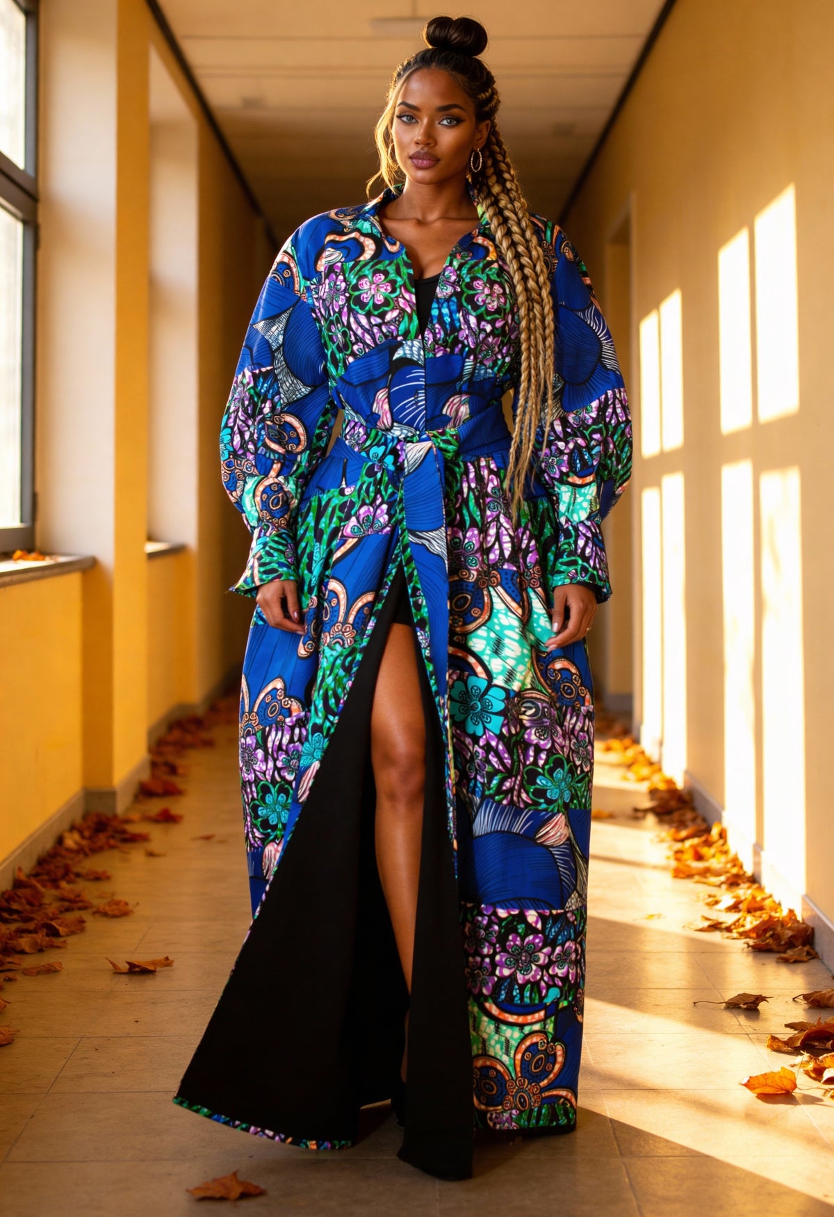 Fabulosity Kimono Dress With Long Sash ( Blue)