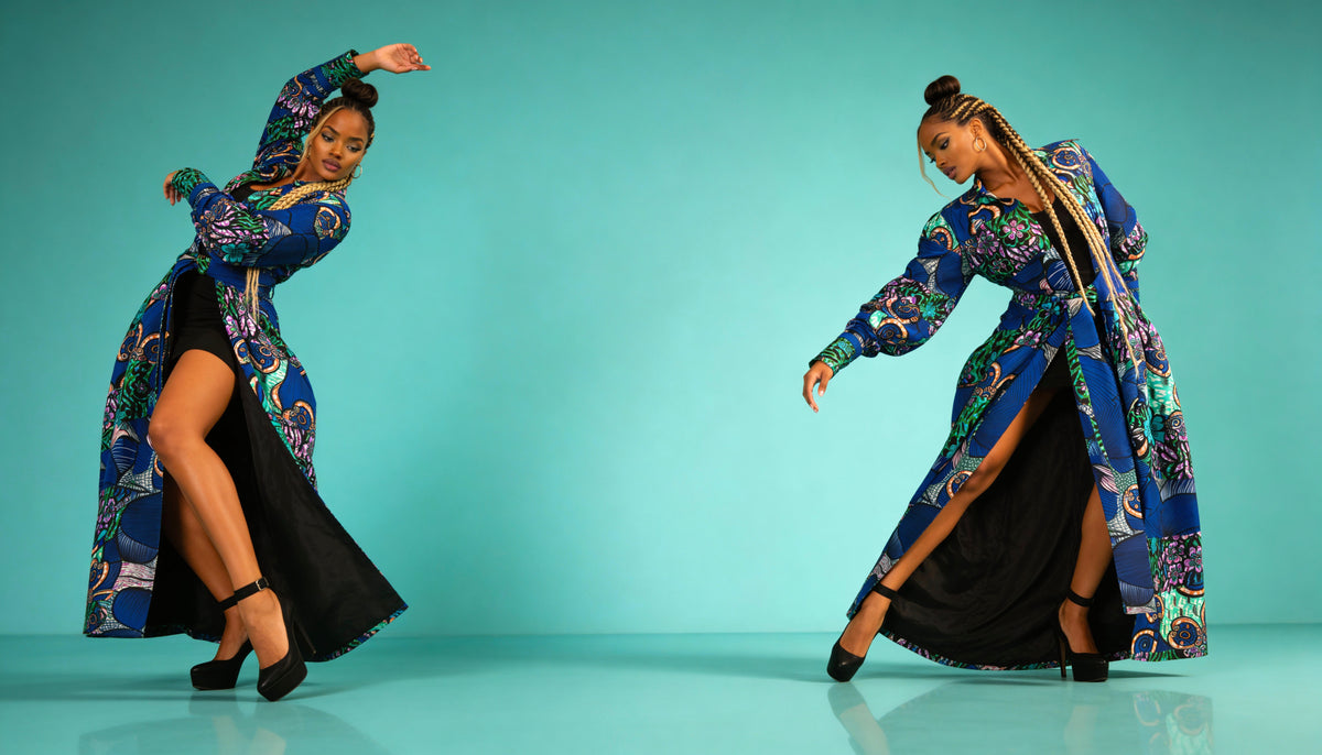 Fabulosity Kimono Dress With Long Sash ( Blue)