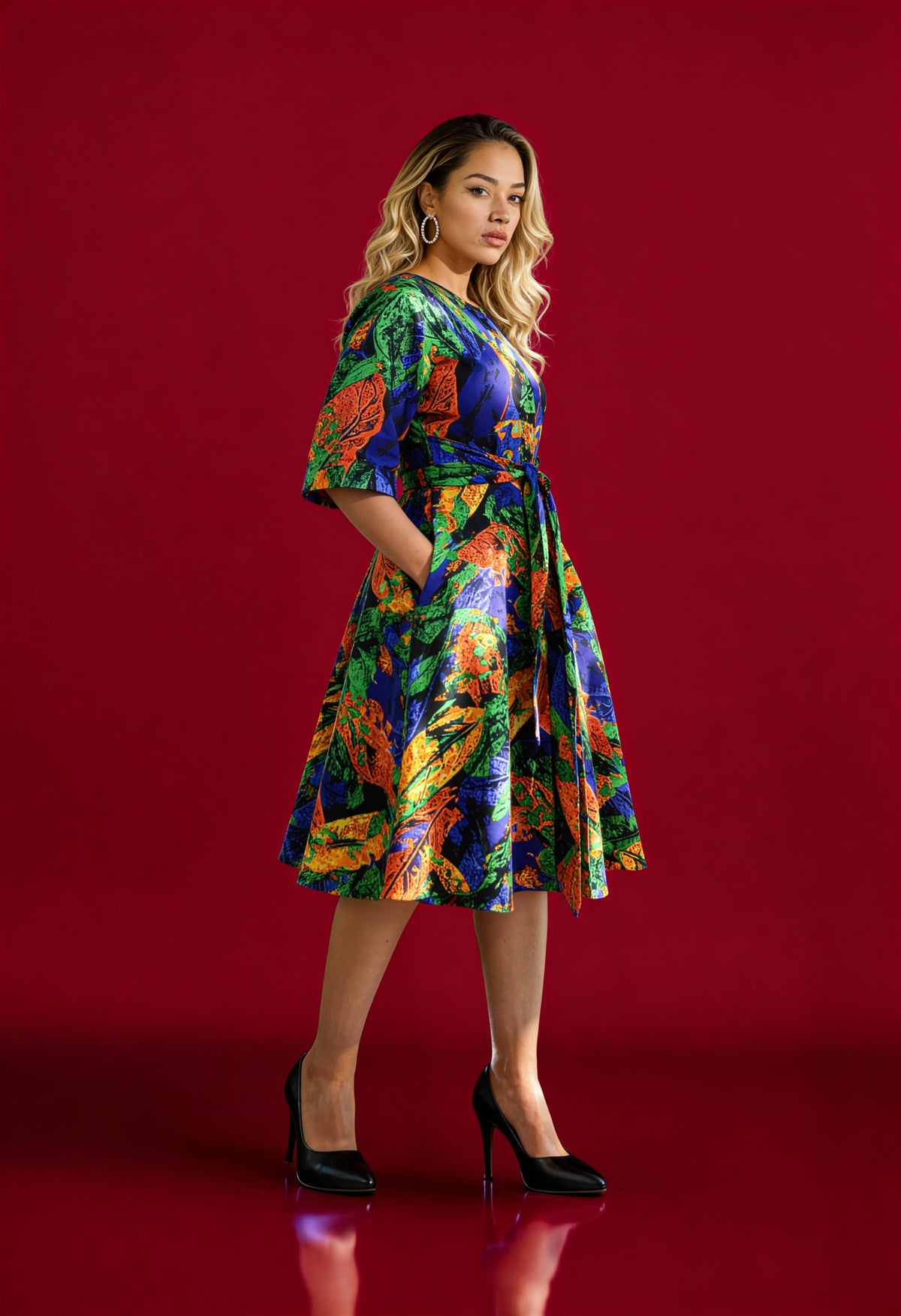 Multicolor A-line dress