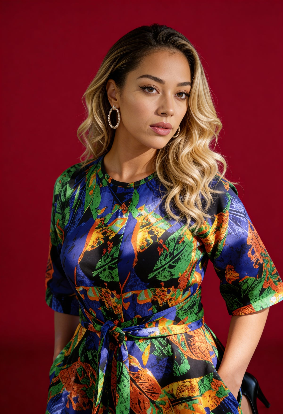 Multicolor A-line dress