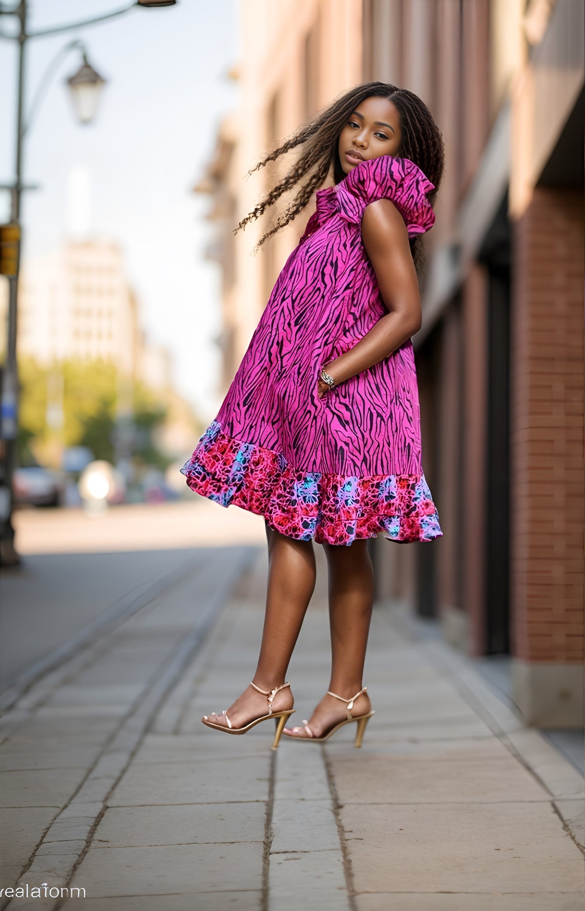 Baby doll  Short Dress (pink floral) Lined