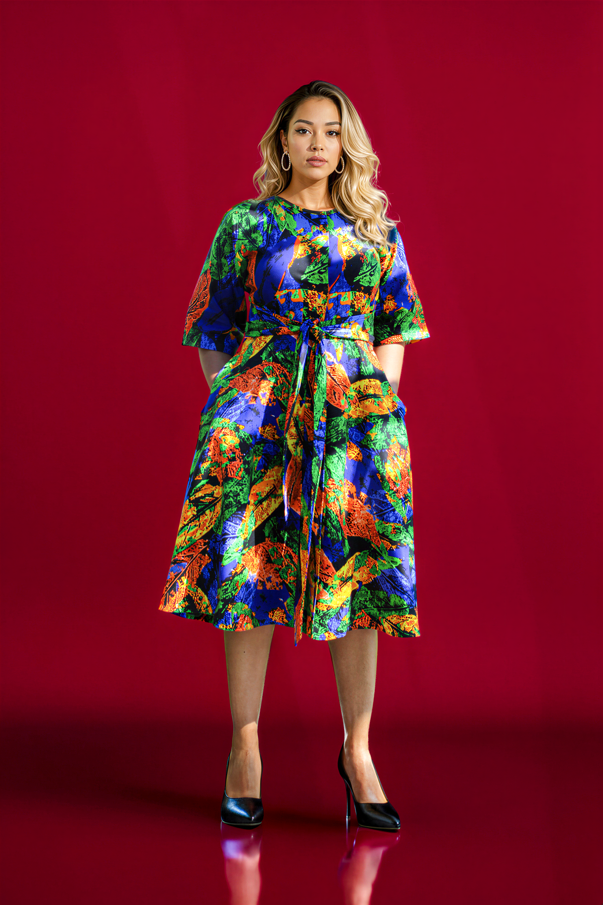 Multicolor A-line dress
