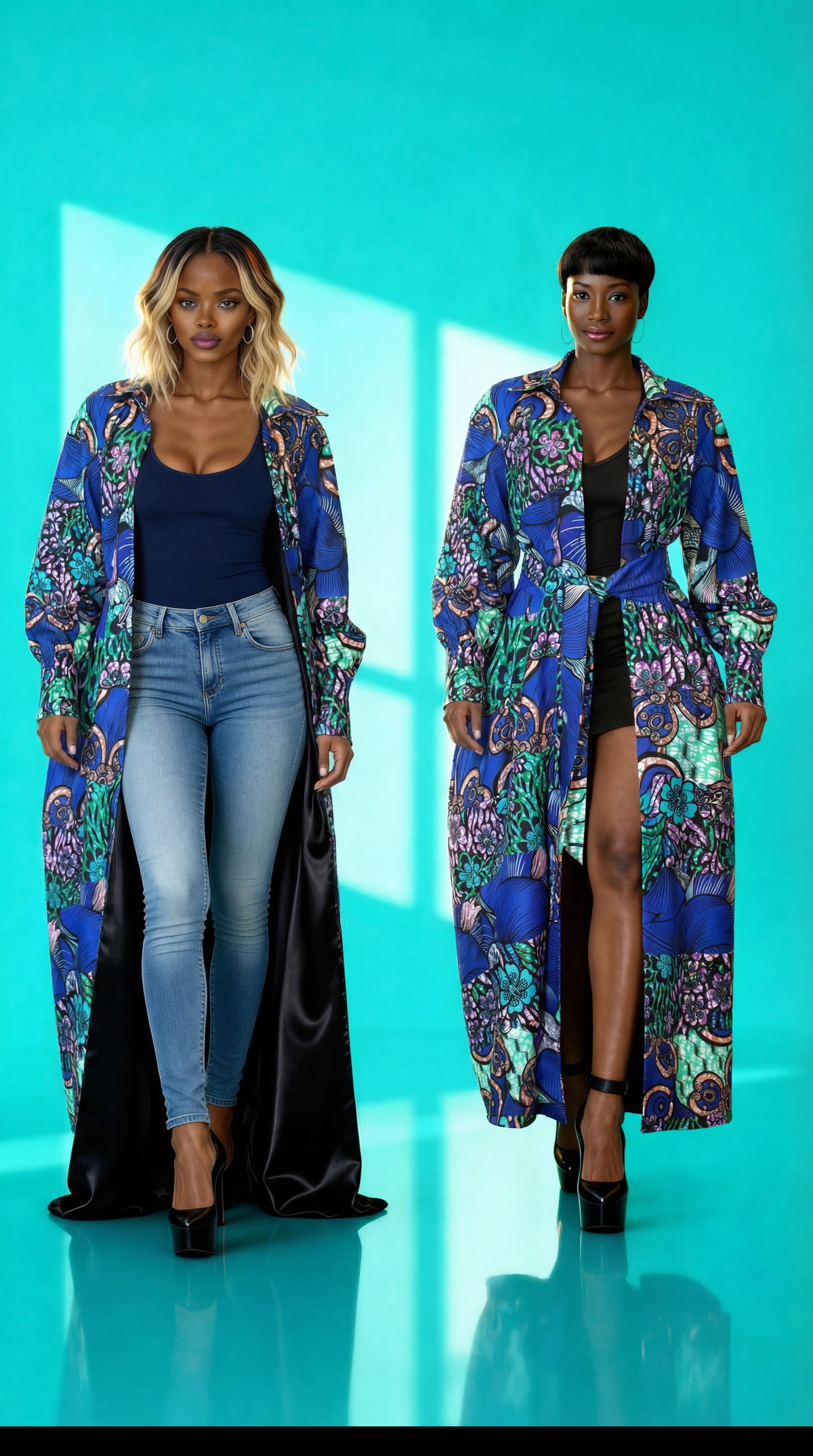 Fabulosity Kimono Dress With Long Sash ( Blue)