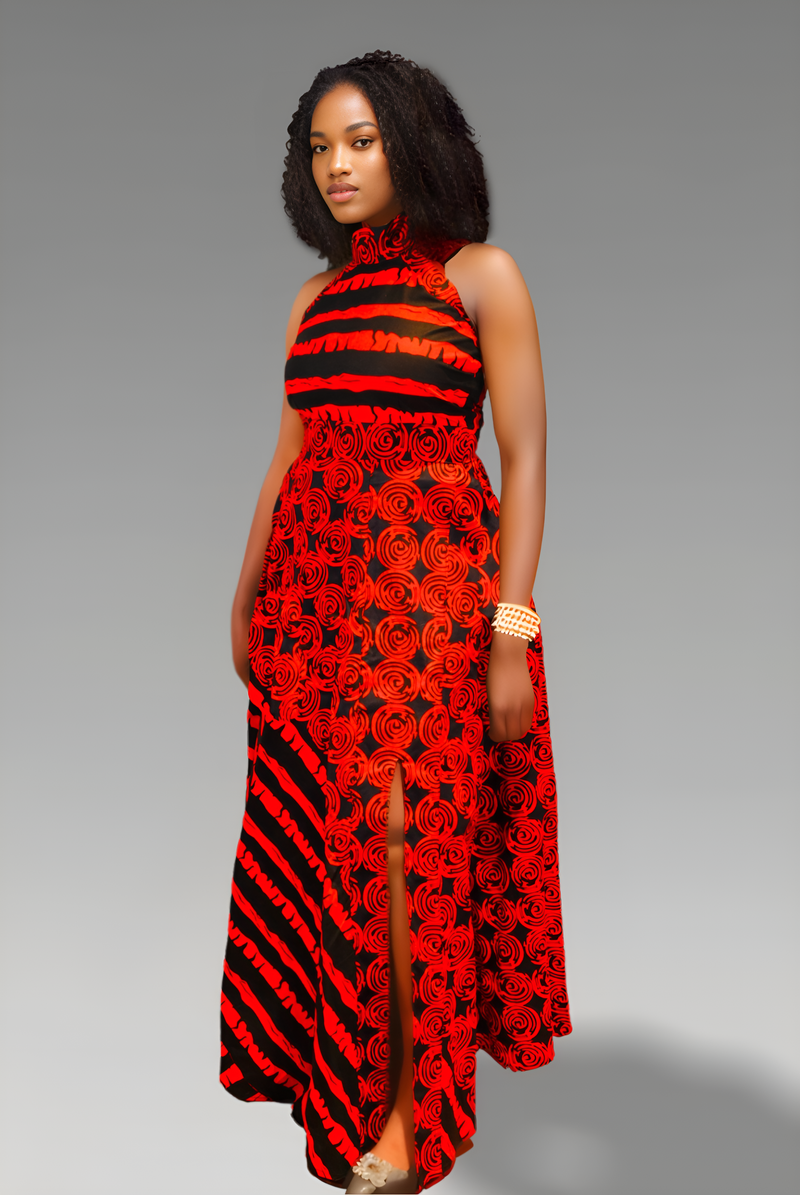 "I Am loved"  Maxi Dress ( red and black stripes)