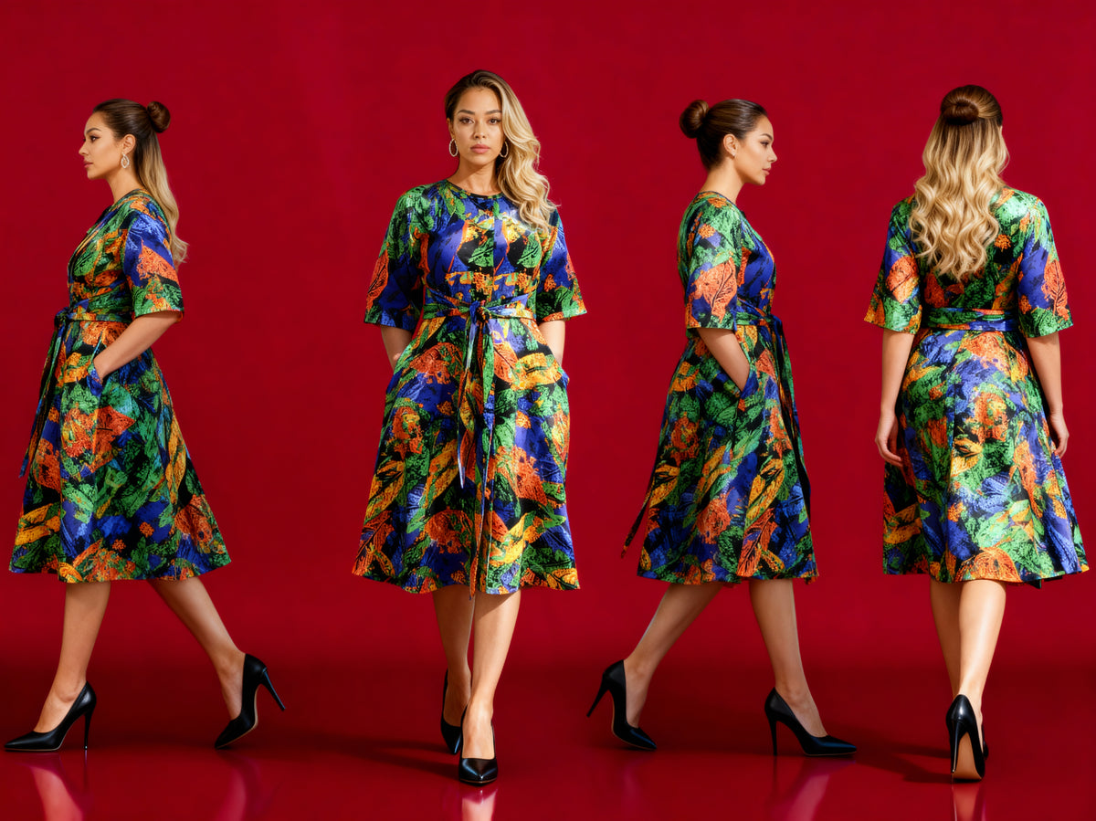 Multicolor A-line dress