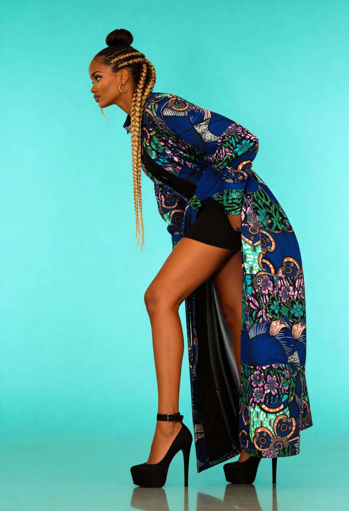 Fabulosity Kimono Dress With Long Sash ( Blue)