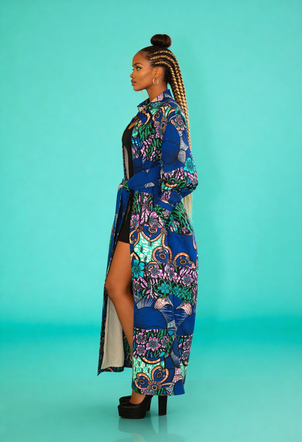 Fabulosity Kimono Dress With Long Sash ( Blue)