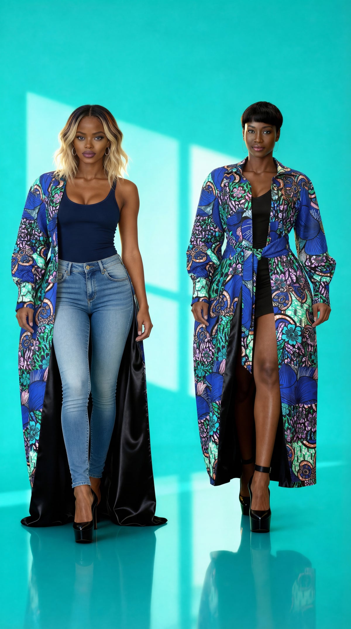 Fabulosity Kimono Dress With Long Sash ( Blue)