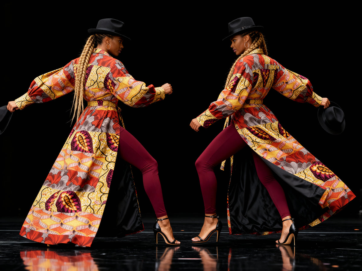 Fabulosity kimono Dress with Long sash ( Multi Red)