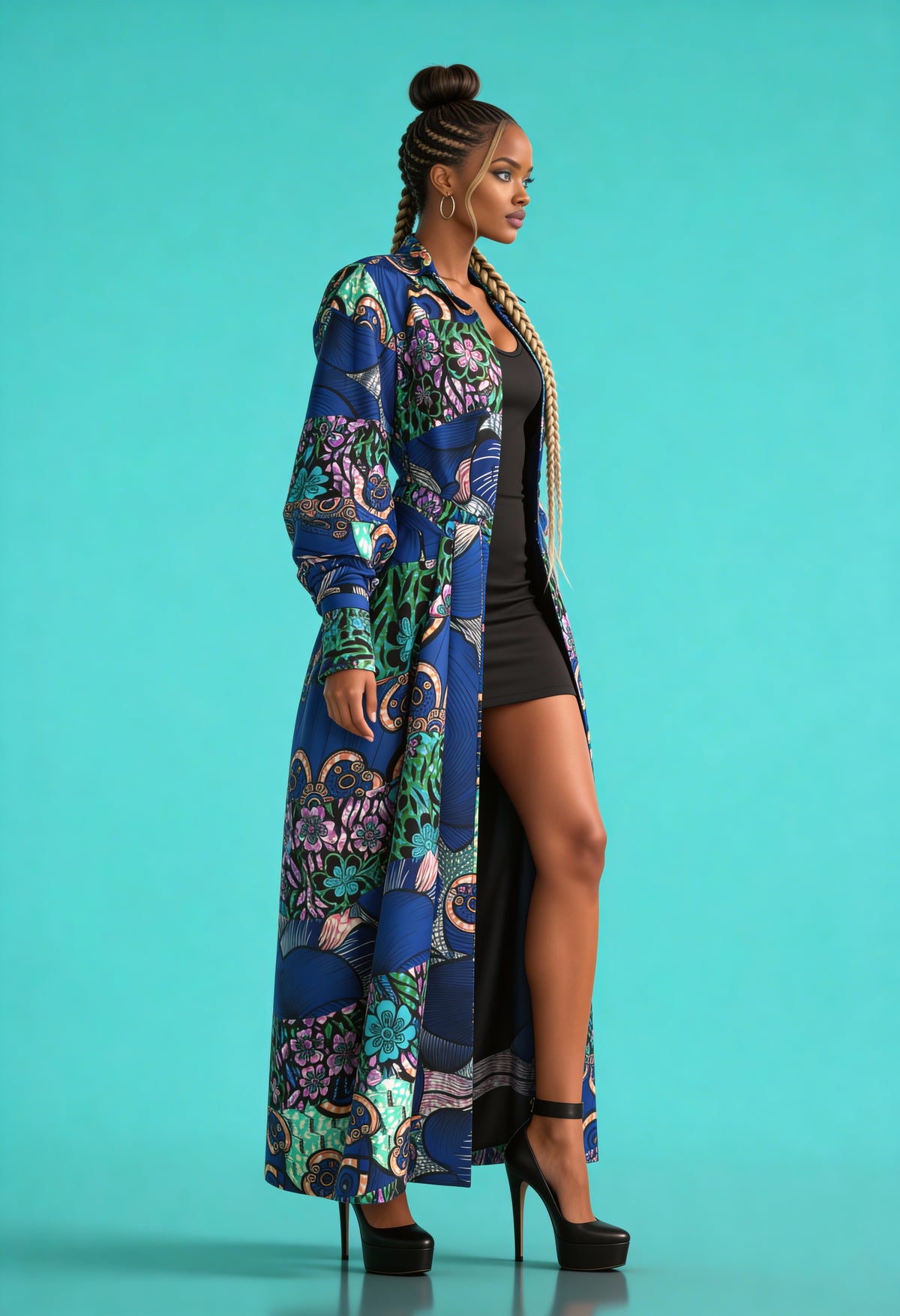 Fabulosity Kimono Dress With Long Sash ( Blue)