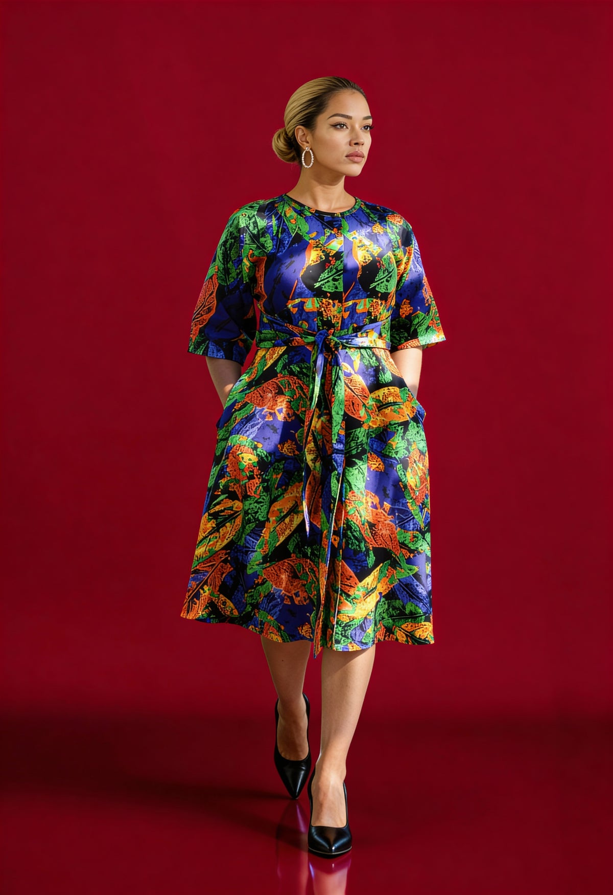 Multicolor A-line dress