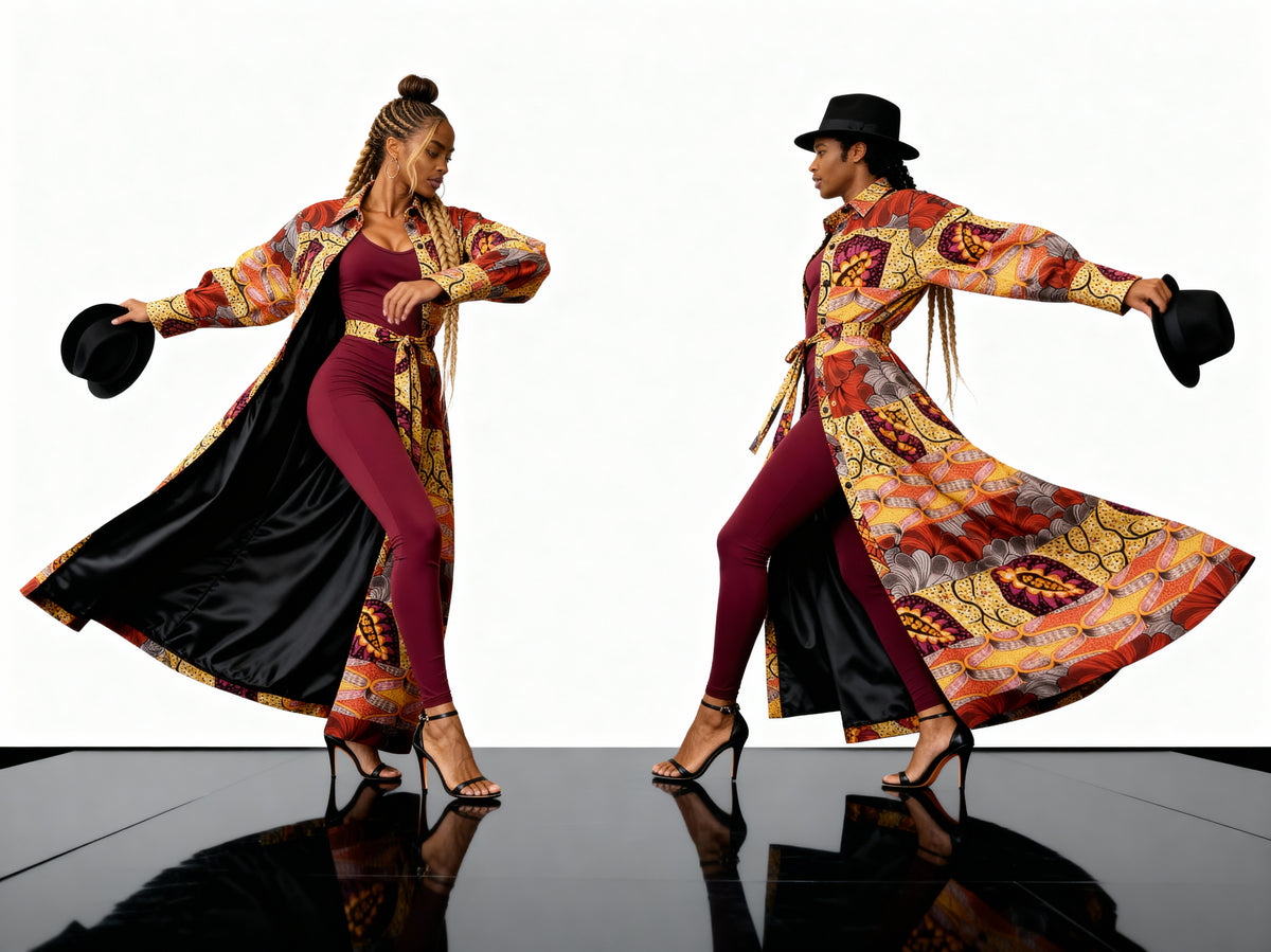 Fabulosity kimono Dress with Long sash ( Multi Red)