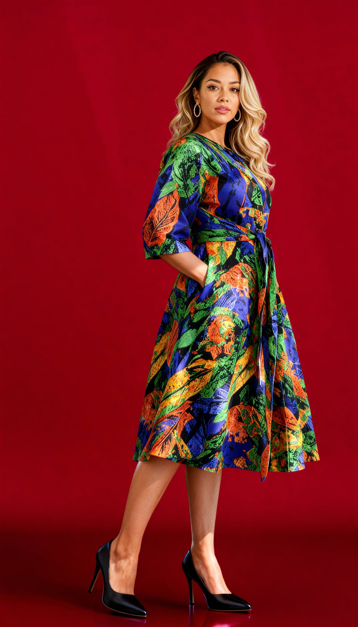 Multicolor A-line dress