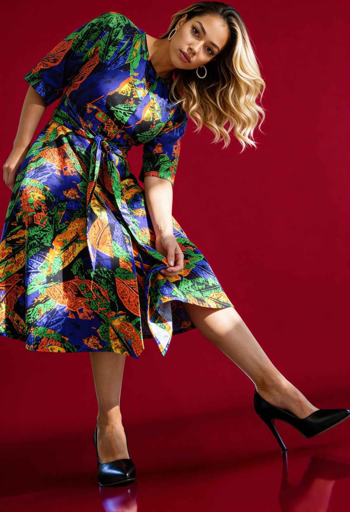 Multicolor A-line dress