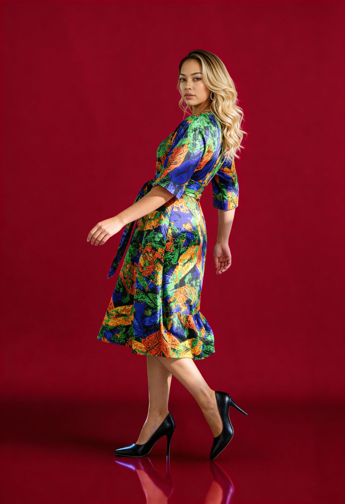 Multicolor A-line dress