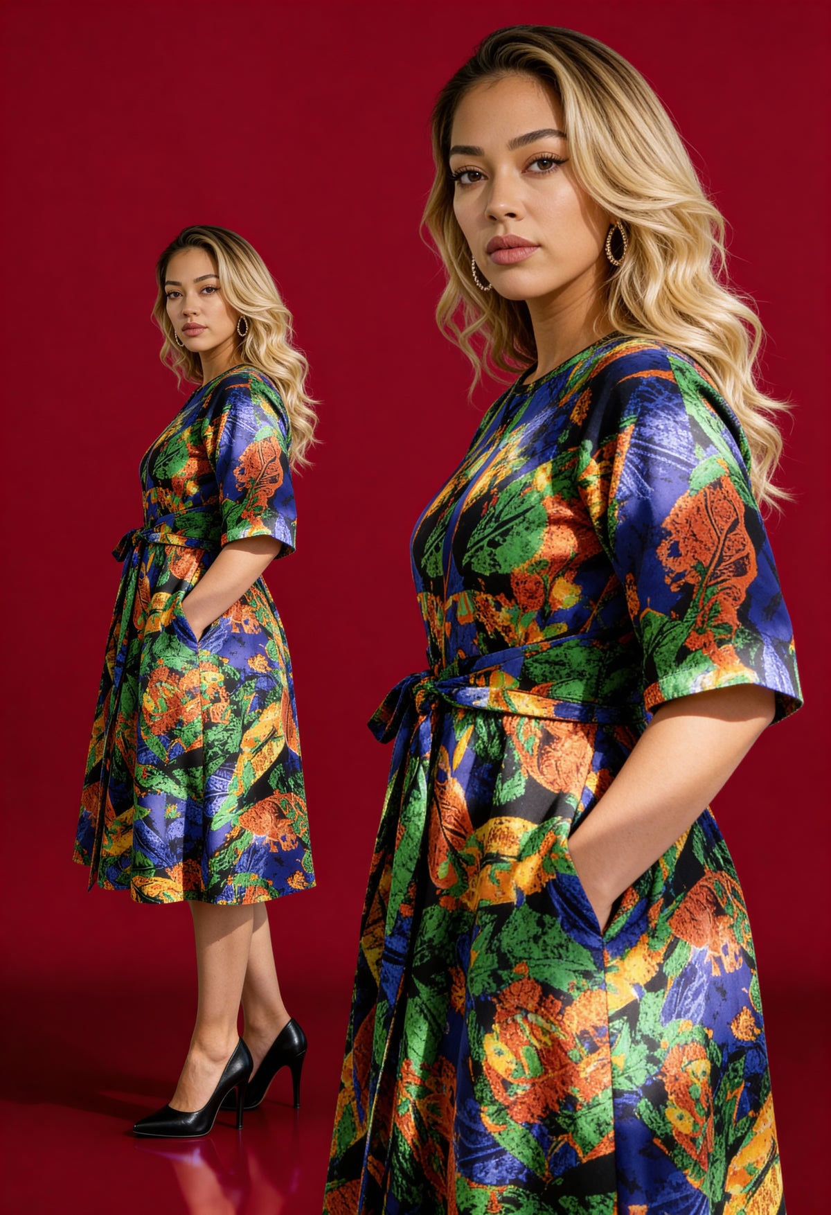 Multicolor A-line dress