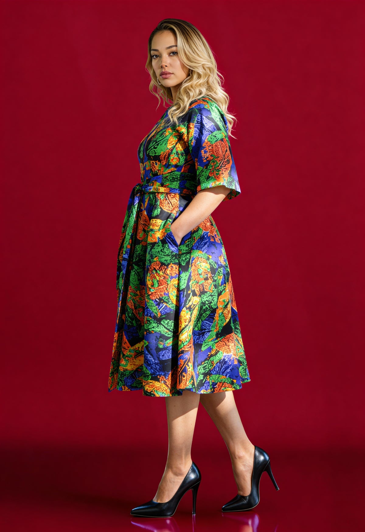 Multicolor A-line dress