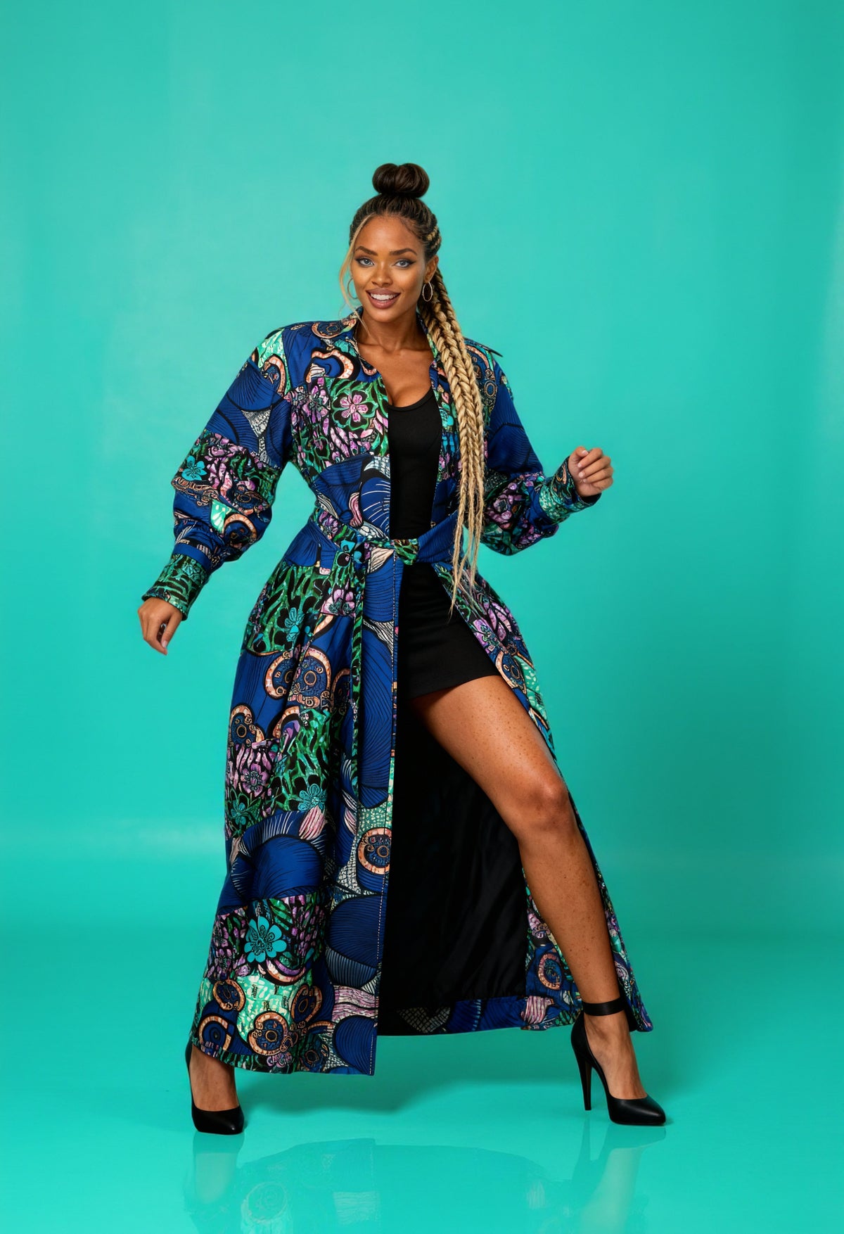 Fabulosity Kimono Dress With Long Sash ( Blue)