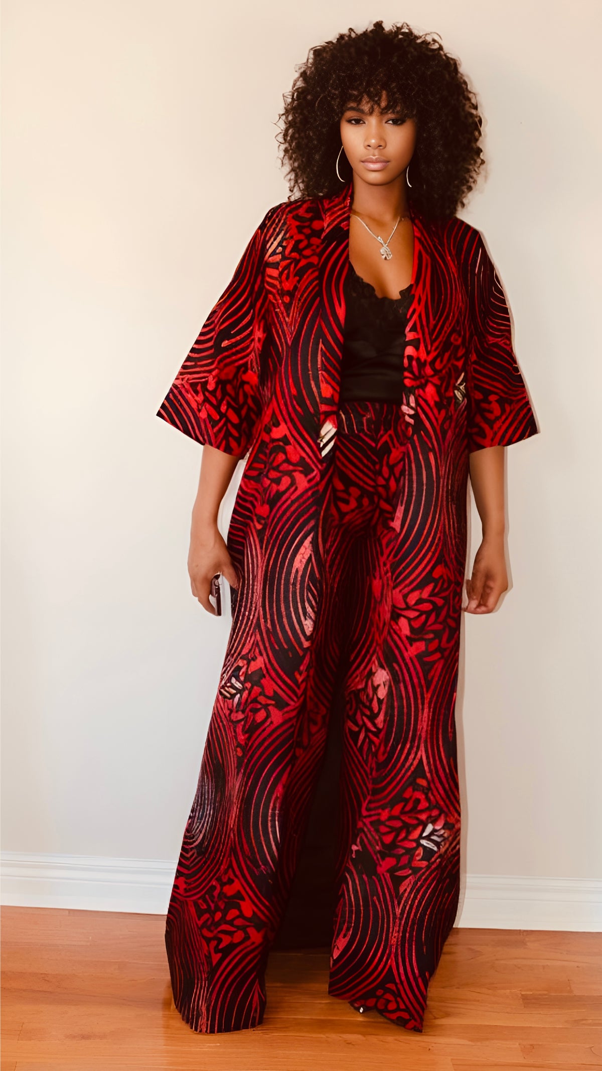 Two-piece Kimono Palazzo Pant Set