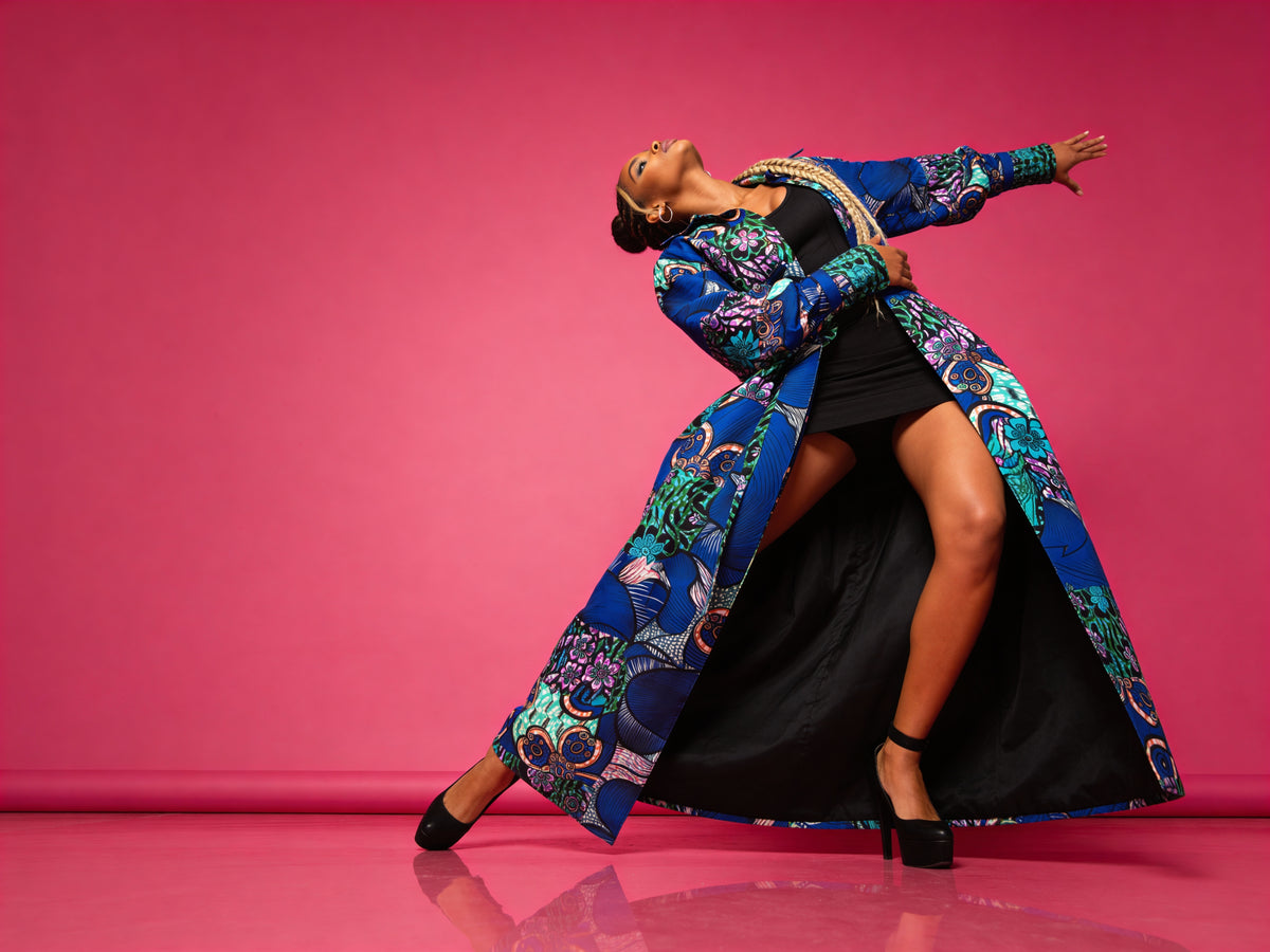 Fabulosity Kimono Dress With Long Sash ( Blue)