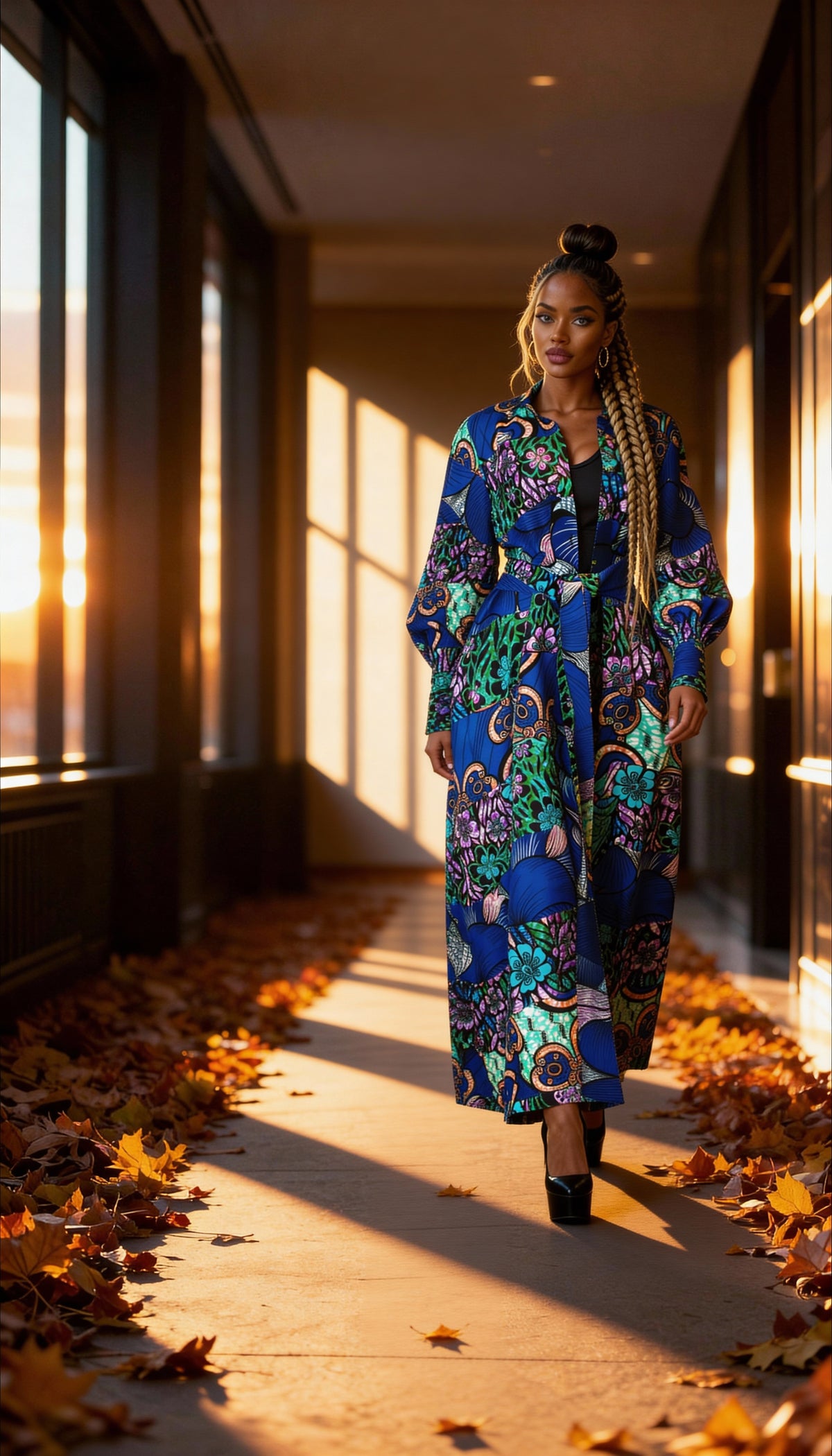 Fabulosity Kimono Dress With Long Sash ( Blue)
