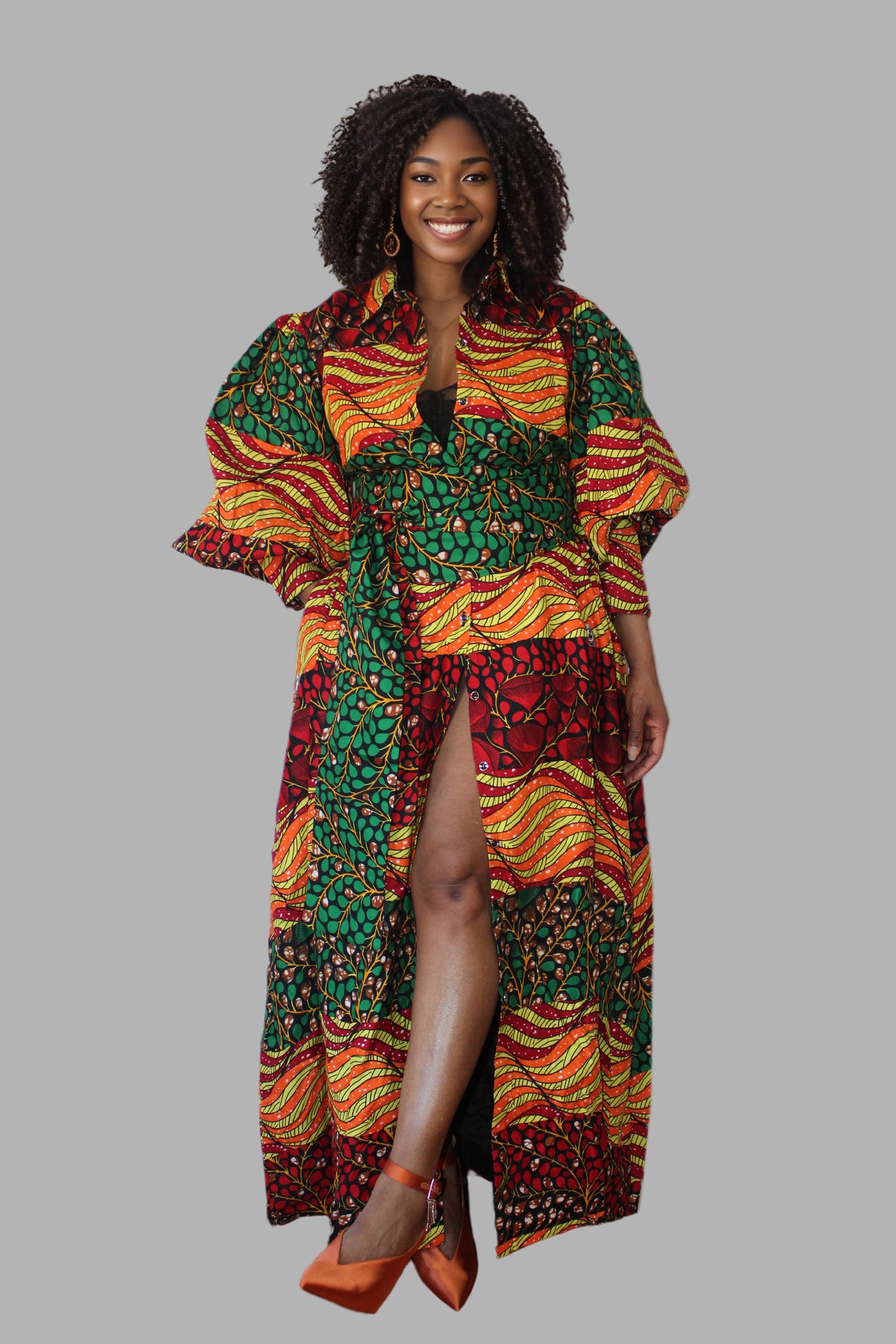 Fabulosity Kimono Dress with long Sash (orange)