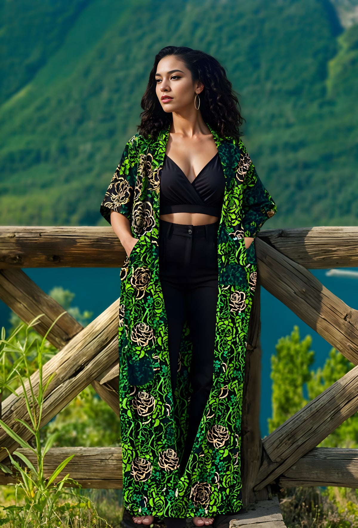 Kimono palazzo Pant Set (Green)