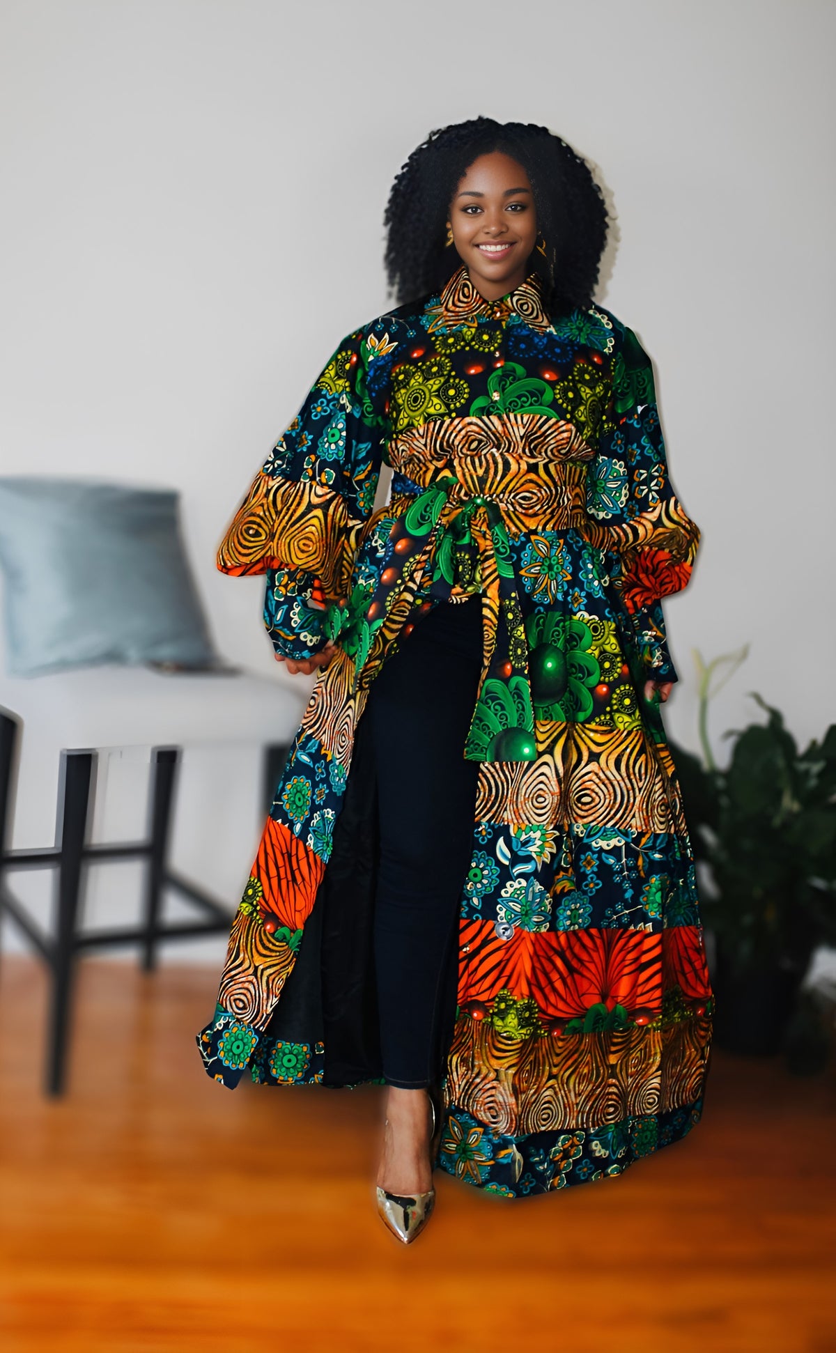 Fabulosity Kimono Dress with long Sash (multi)