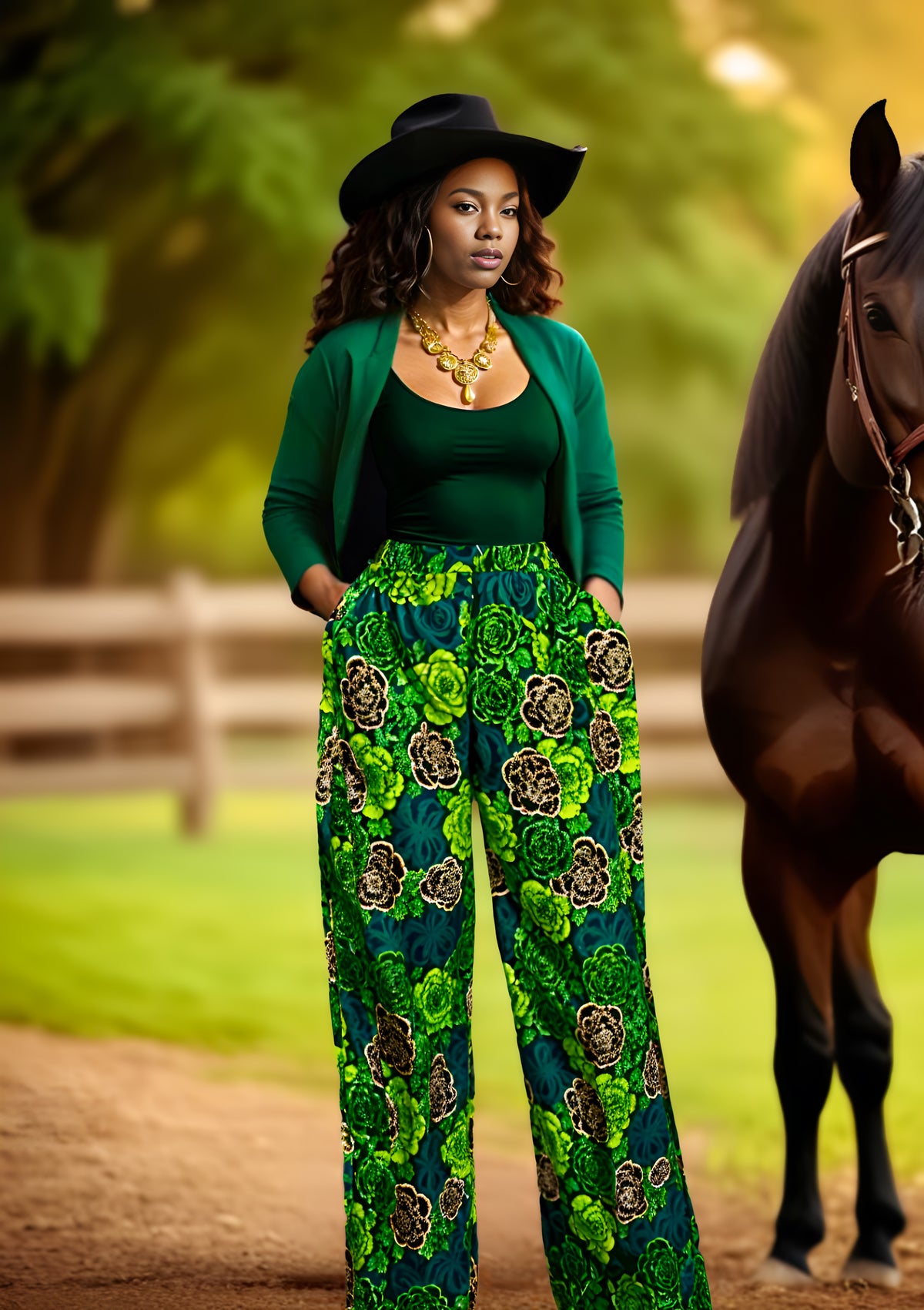 Kimono palazzo Pant Set (Green)