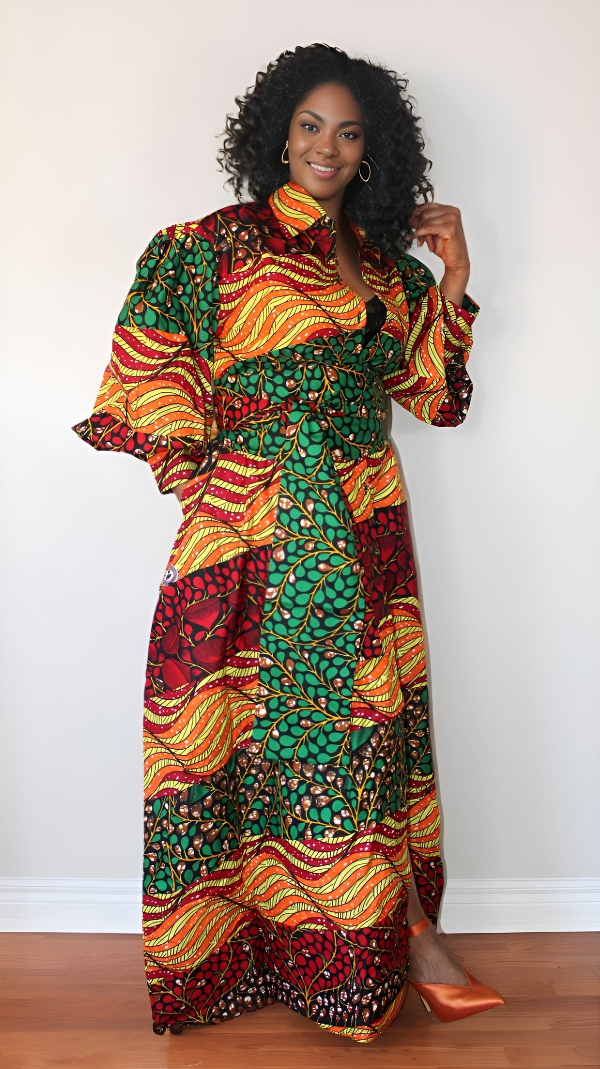 Fabulosity Kimono Dress with long Sash (orange)