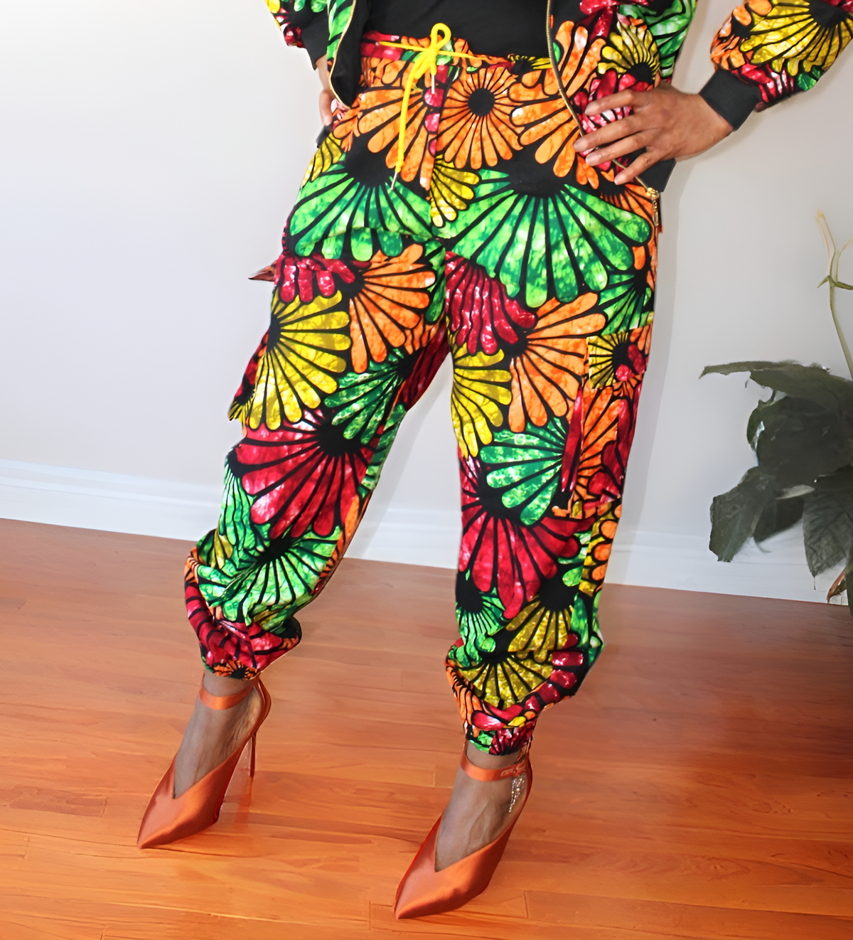 Cargo Pant- Multi Floral (bold with green)