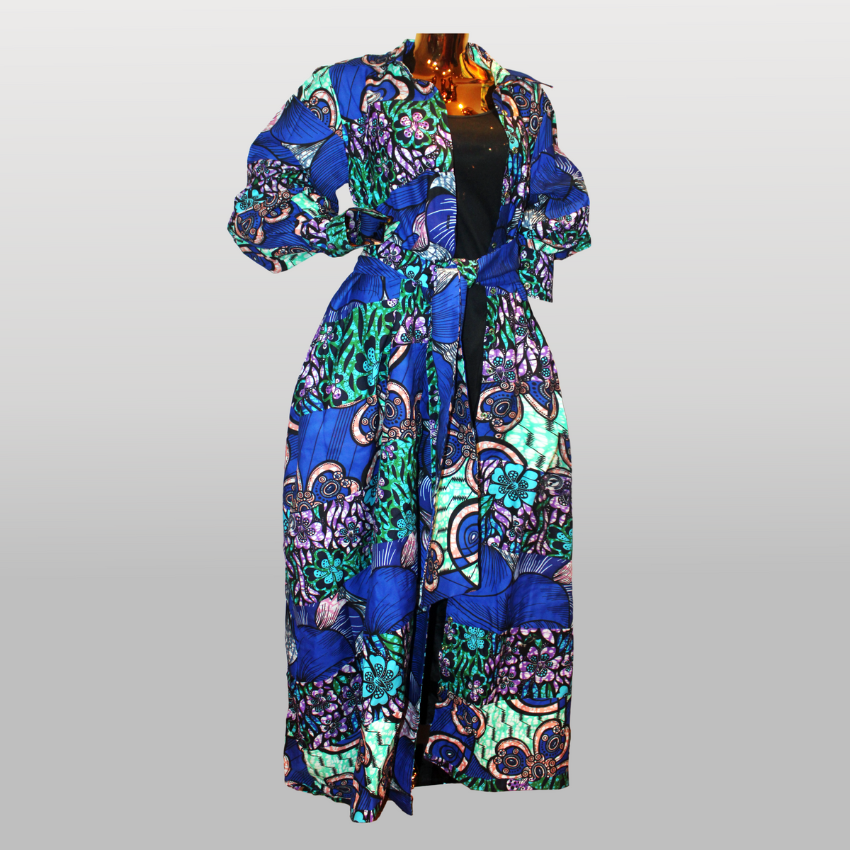 Fabulosity Kimono Dress With Long Sash ( Blue)