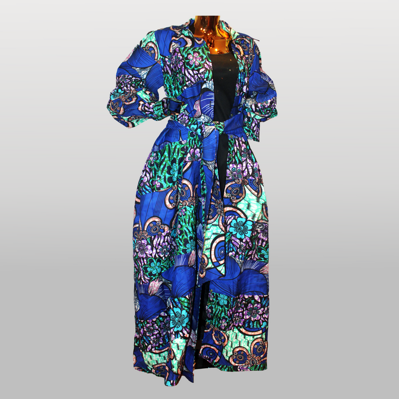 Fabulosity Kimono Dress With Long Sash ( Blue)