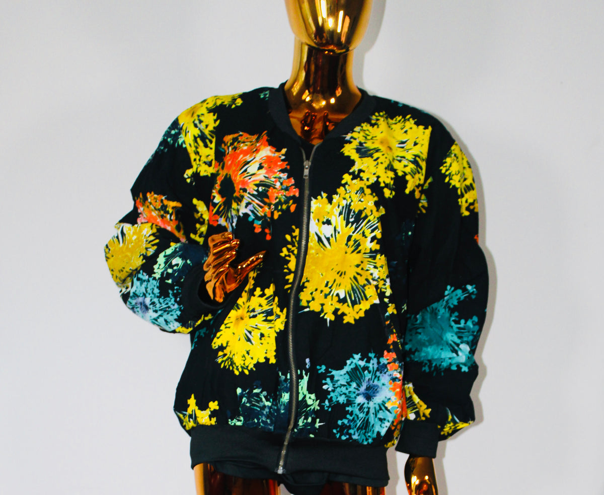 Bomber jacket( floral on black)