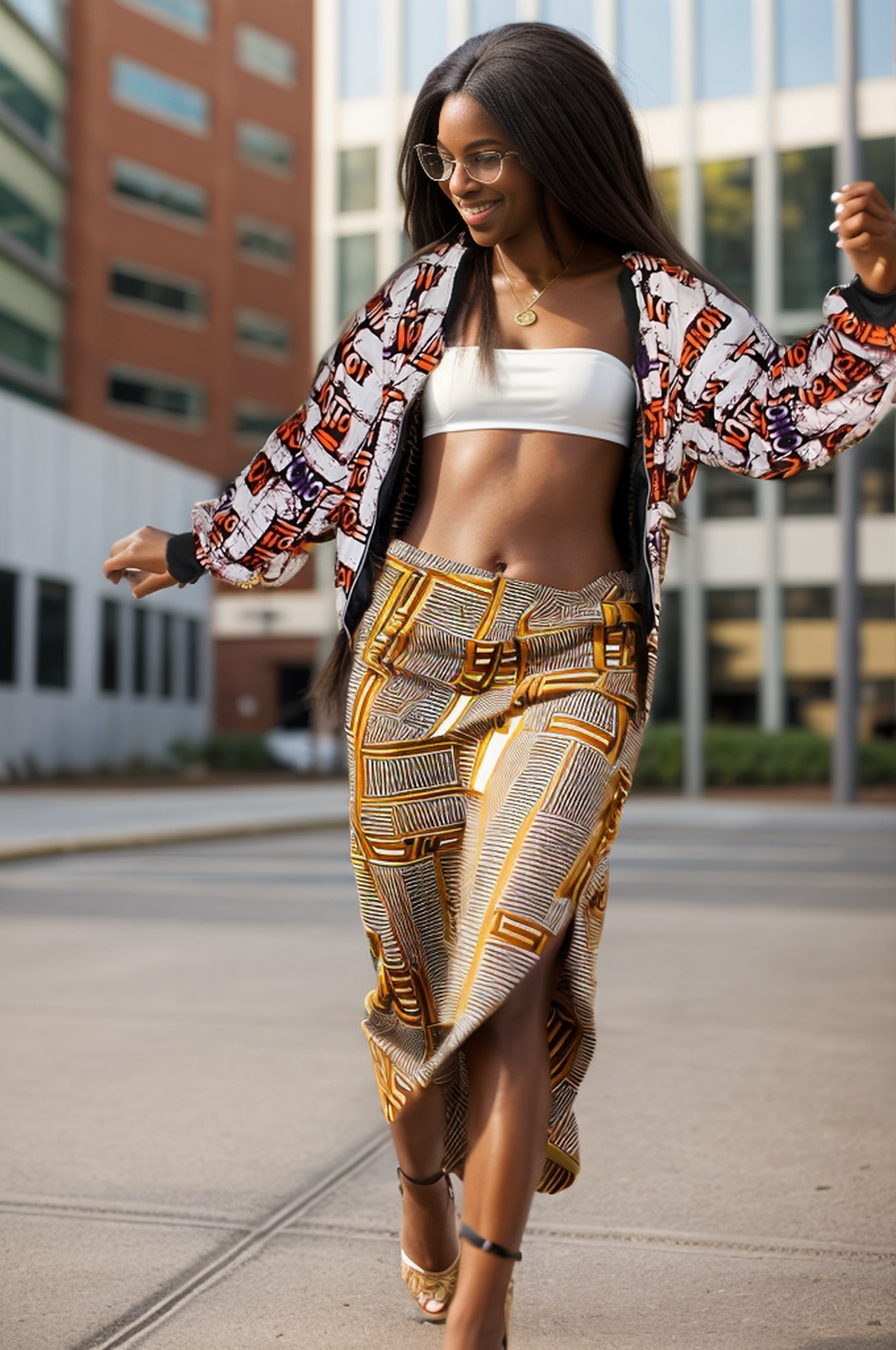 Bomber jacket ( white and orange)