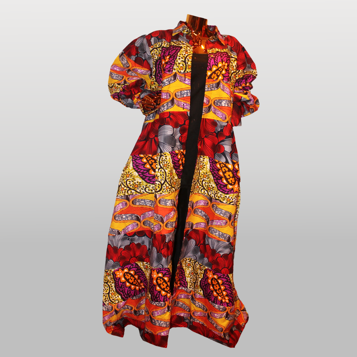 Fabulosity kimono Dress with Long sash ( Multi Red)