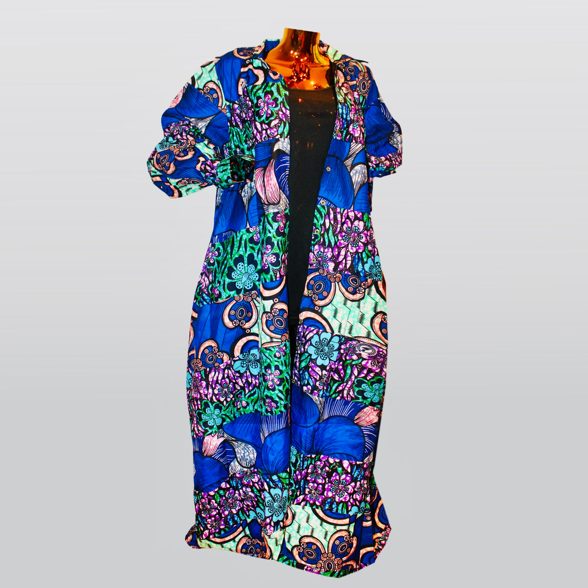 Fabulosity Kimono Dress With Long Sash ( Blue)