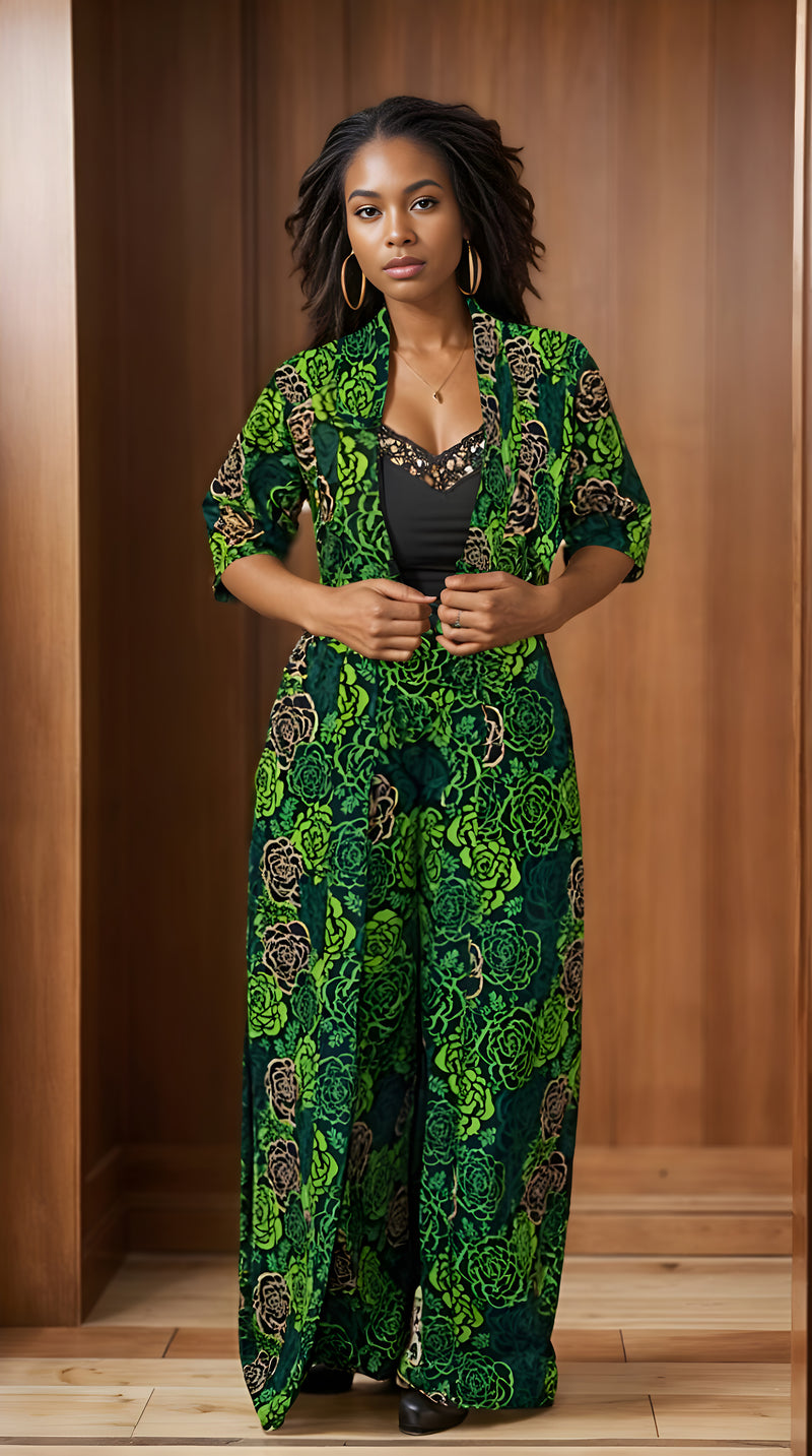 Kimono palazzo Pant Set (Green)