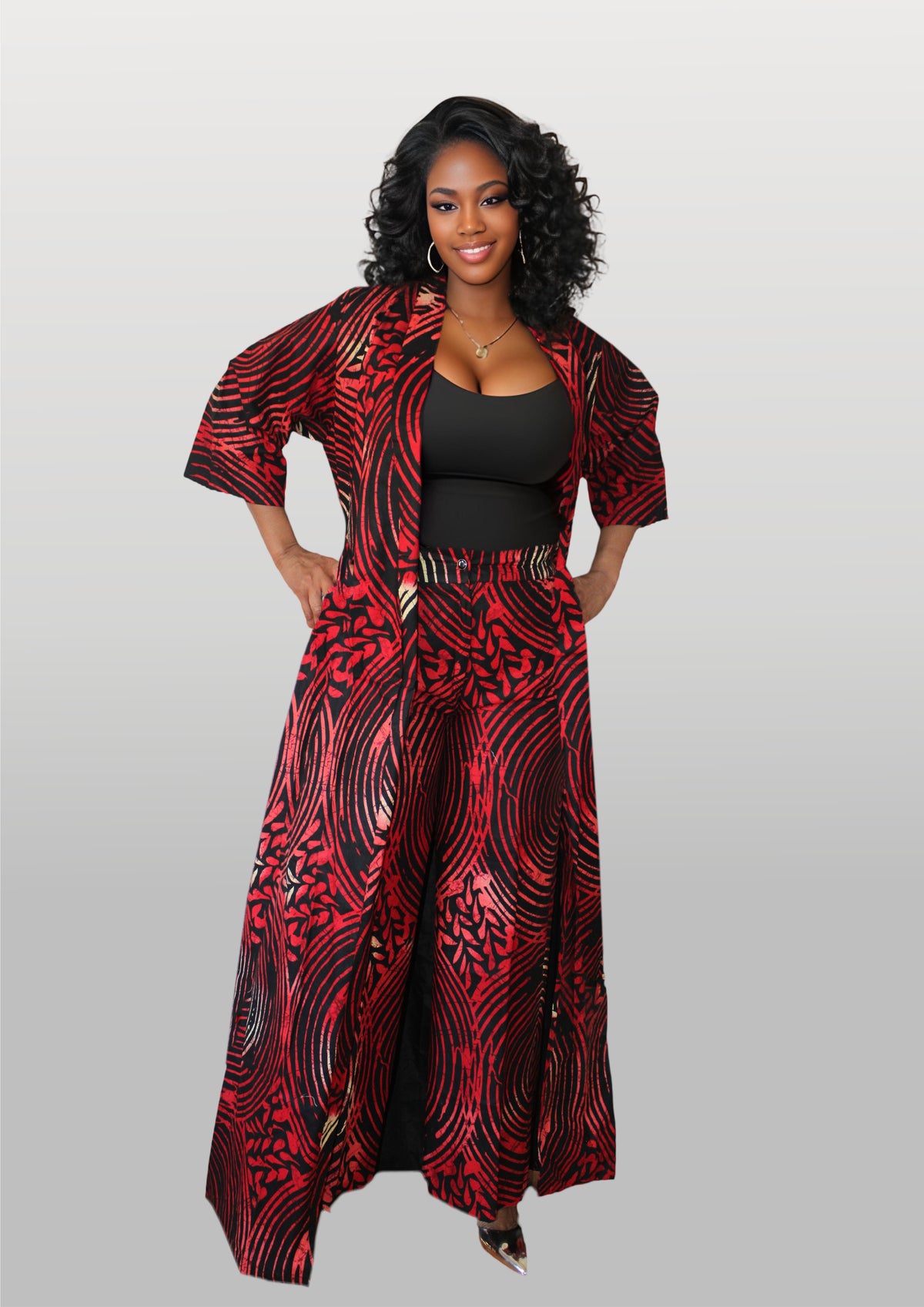 Kimono Pant Set (Red)